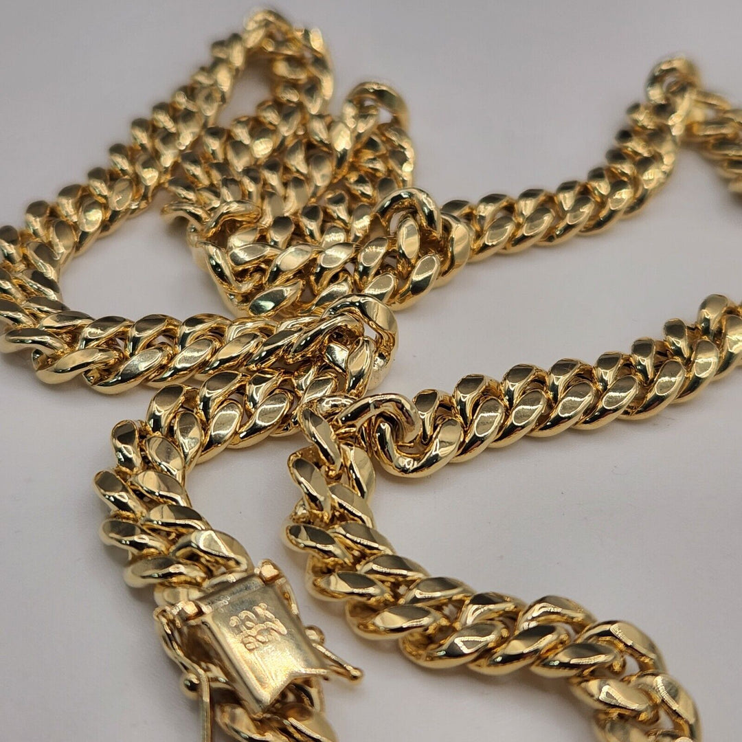 10k Yellow Gold Hollow Cuban Link Chain Necklace 22"