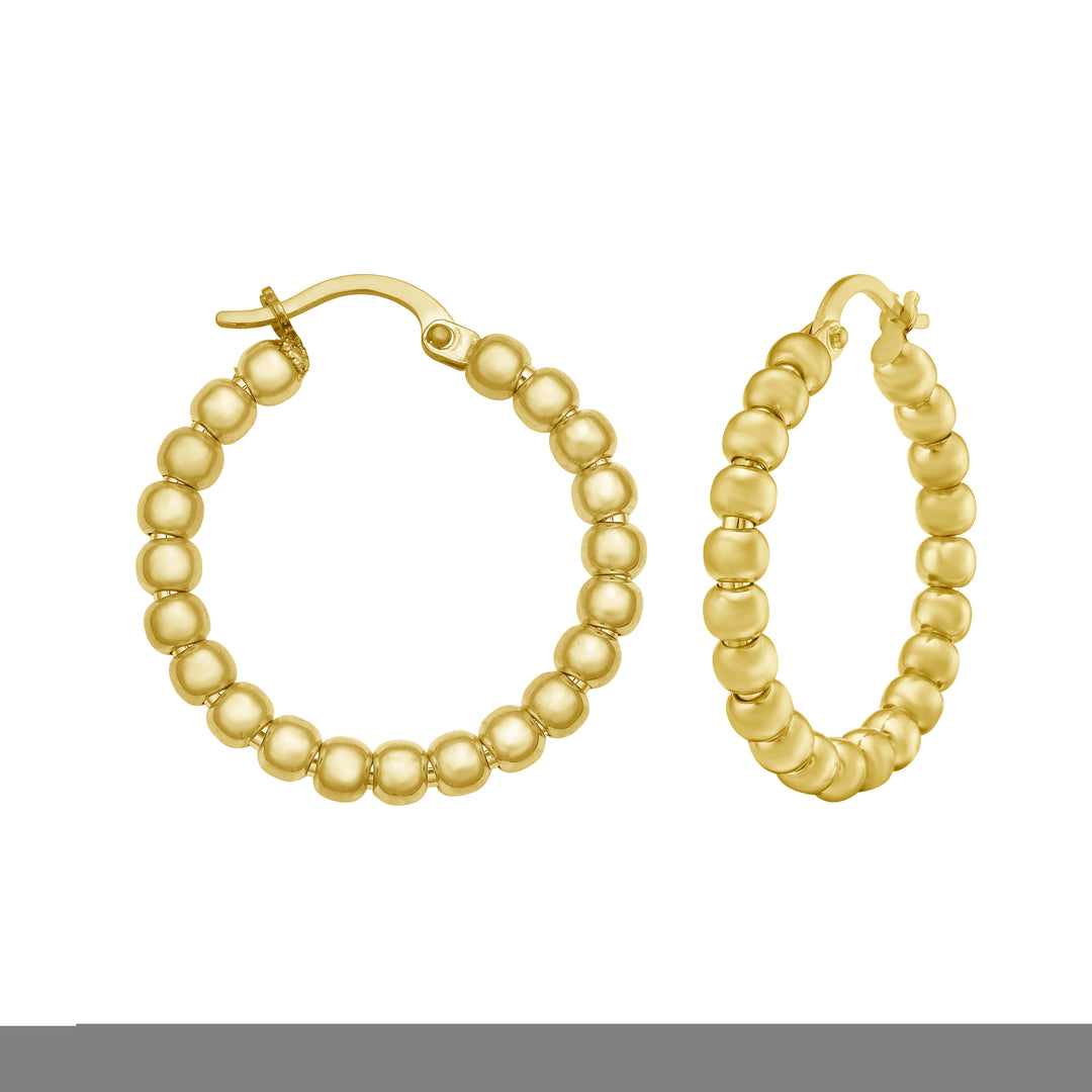 14K Medium Bead Hoops