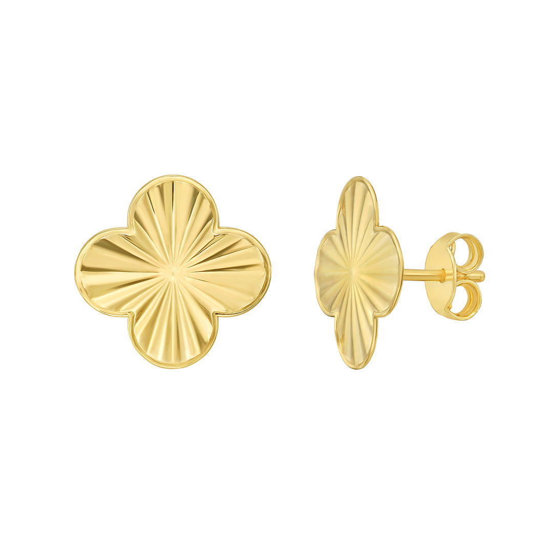 14K Golden Clover Studs