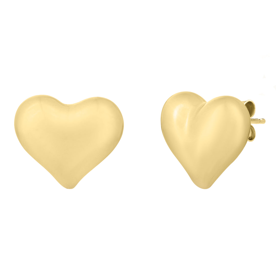 14K Puffed Heart Studs