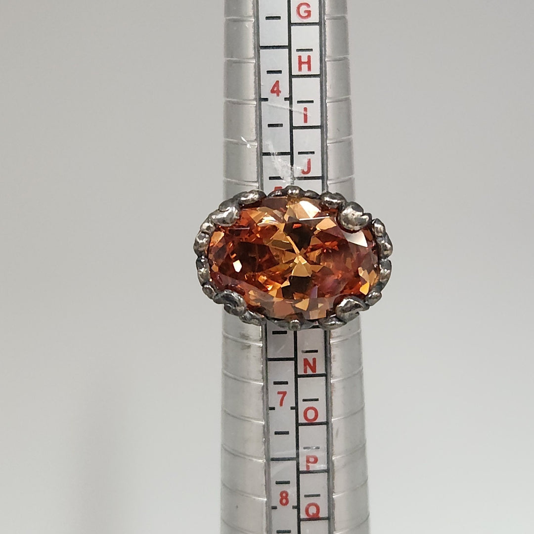 Antique Style Sterling Silver Ring Featuring A Brilliant Natural Golden Citrine