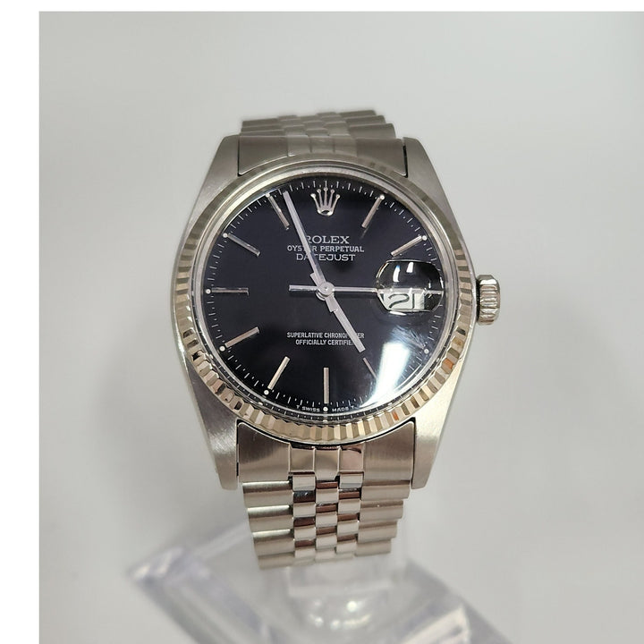 36MM Rolex 16014 Oyster Perpetual Datejust Jubilee Fluted White Gold Bezel