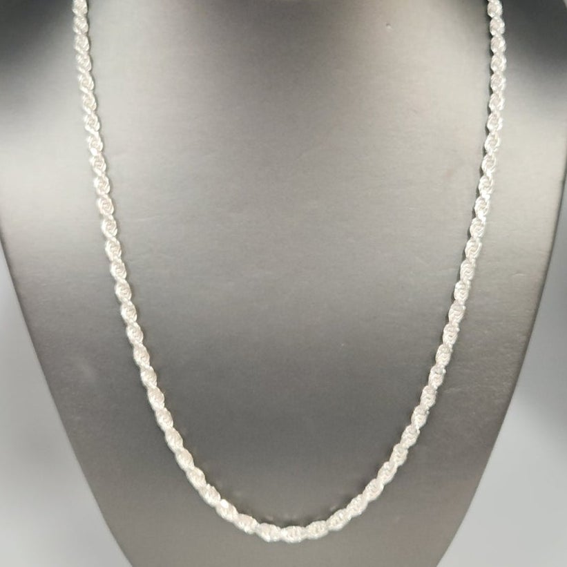 925 Sterling Silver Rope Chain Necklace 22",  3.9 mm, 27 g
