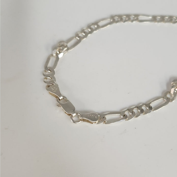 Set of 925 Sterling Silver Figaro's Necklace 24" & bracelet 7.5"
