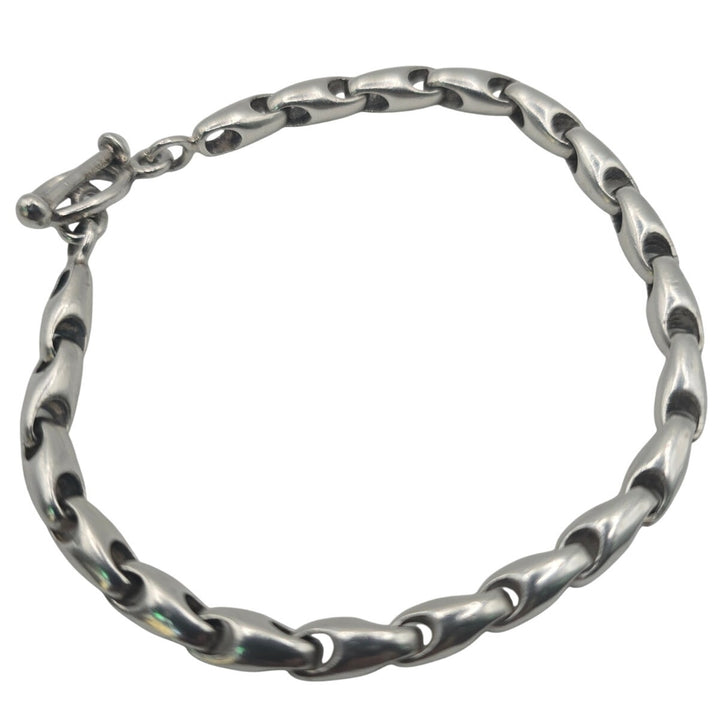 Sterling Silver 925 Link Bracelet Toggle Clasp 7.5" 19.3 Grams