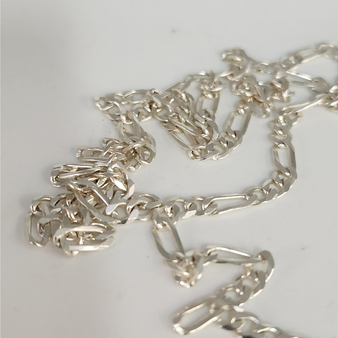 Set of 925 Sterling Silver Figaro's Necklace 24" & bracelet 7.5"
