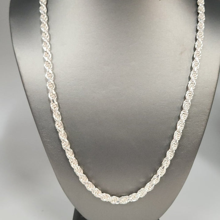 Heavy solid 925 Sterling Silver Byzantine Rope Chain Necklace 24" 4.9mm 66g