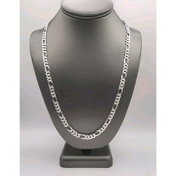 925 sterling silver figaro chain necklace 24" B