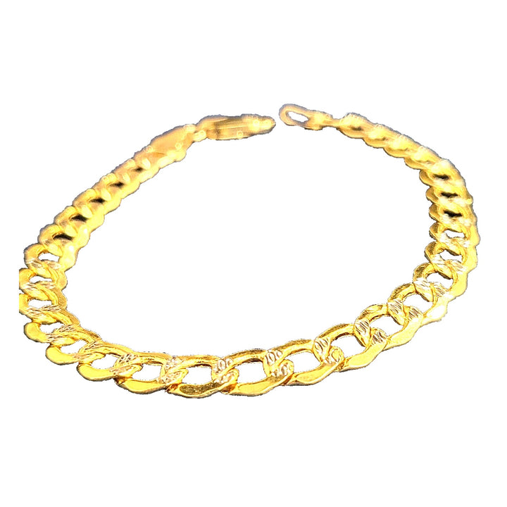 14k Yellow-White Gold Pave Miami Curb Link Bracelet 8in With 7.5g Of Gold