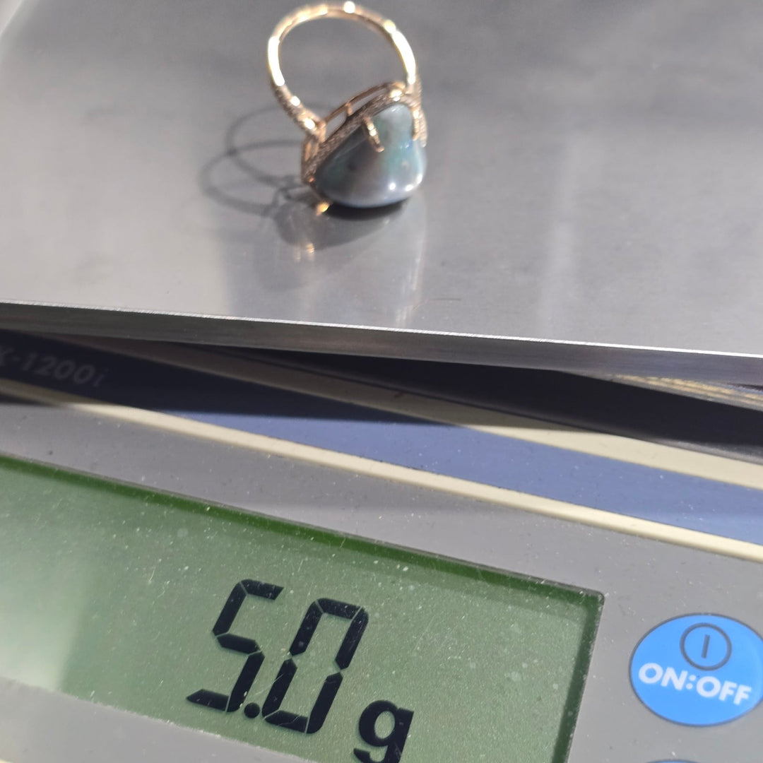 GIA Certified 11.18 CT Natural Gray 14k Opal Rose Gold-Tone Halo Cocktail Ring