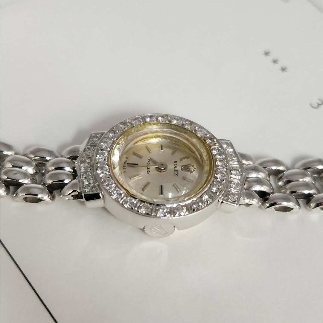 Vintage Rolex Precision 2604-9 18K White Gold Diamond Ladies Watch- Serviced