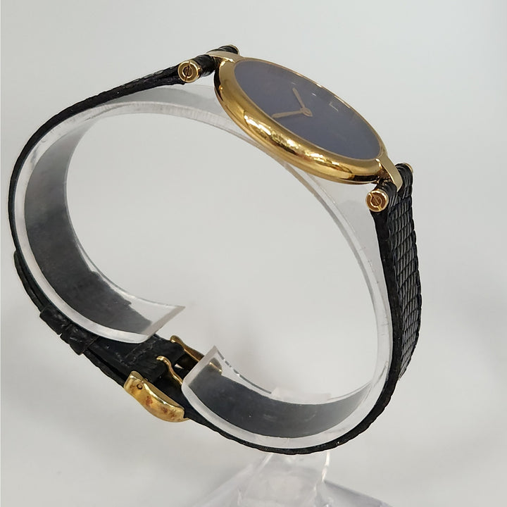 Must de Cartier 30MM Blue Dial Quartz Watch 925 Sterling Silver Gold Plated