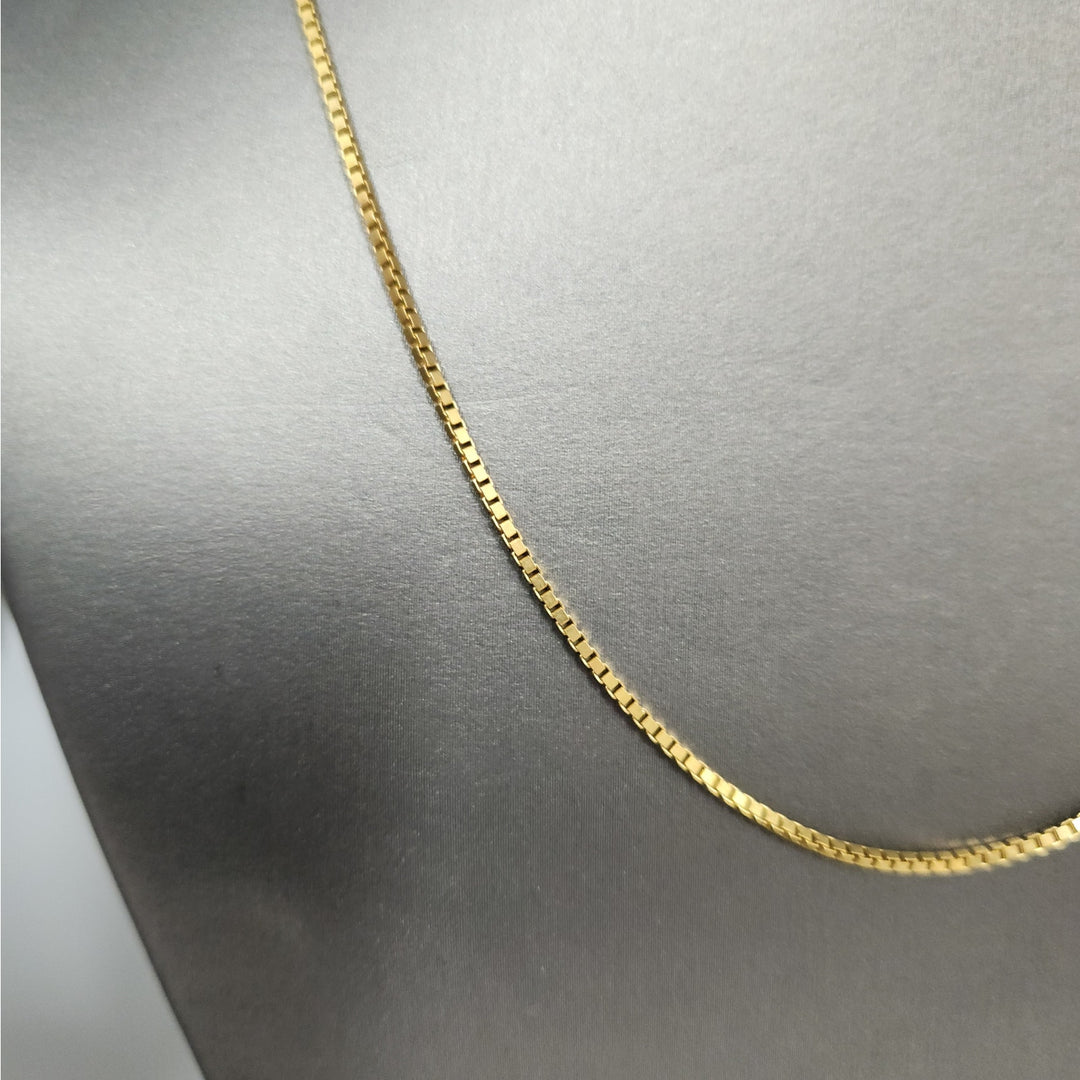 10k Yellow Gold Box Chain Necklace 18" Classic Square Link Chain
