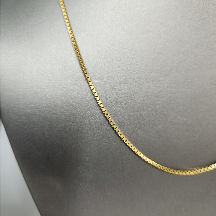 10k Yellow Gold Box Chain Necklace 18" Classic Square Link Chain