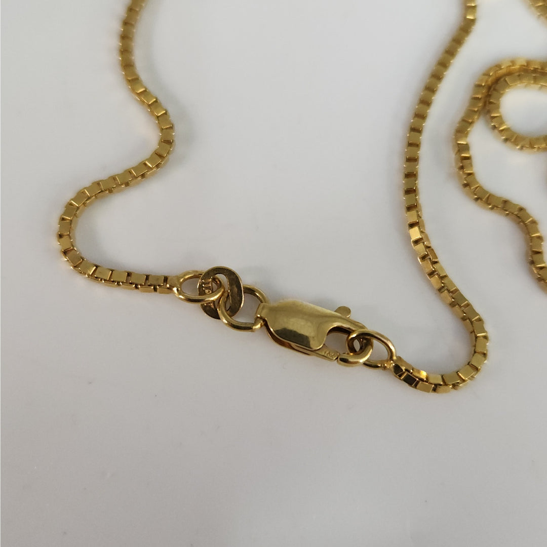 10k Yellow Gold Box Chain Necklace 18" Classic Square Link Chain