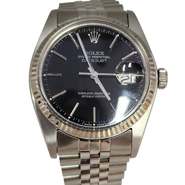 36MM Rolex 16014 Oyster Perpetual Datejust Jubilee Fluted White Gold Bezel