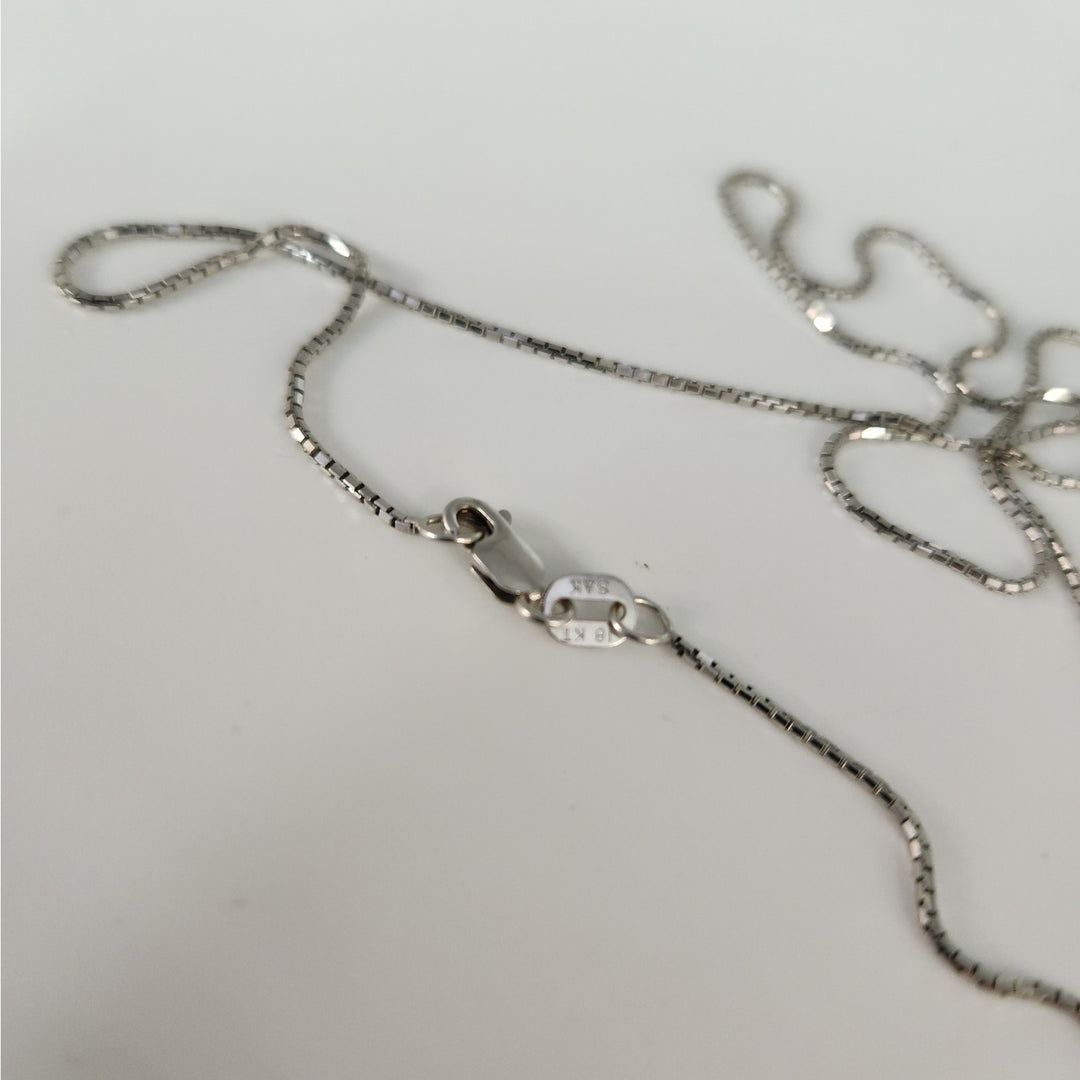 18k White Gold Box Chain Necklace 18"