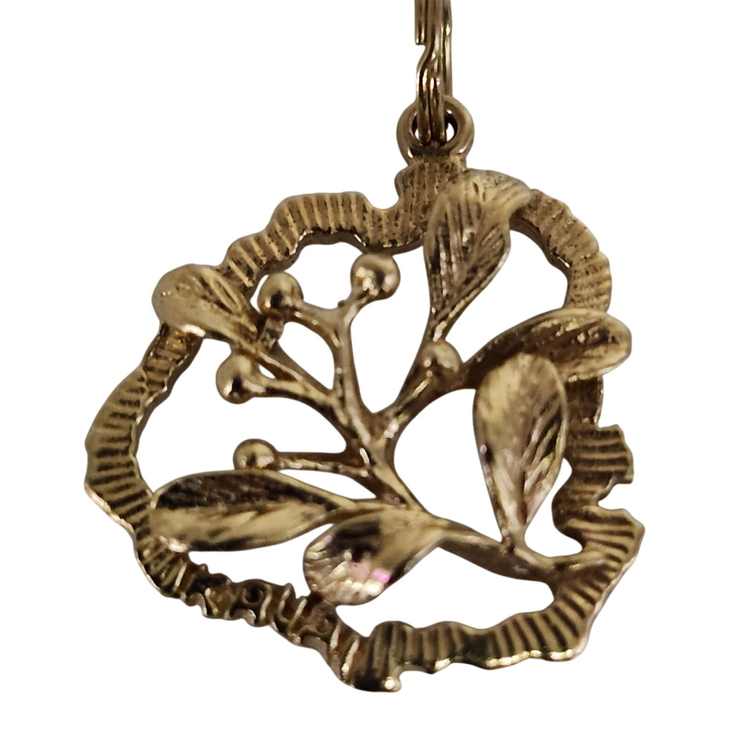 Vintage 14K Yellow Gold Mistletoe Branch Openwork Pendant Charm (5g)