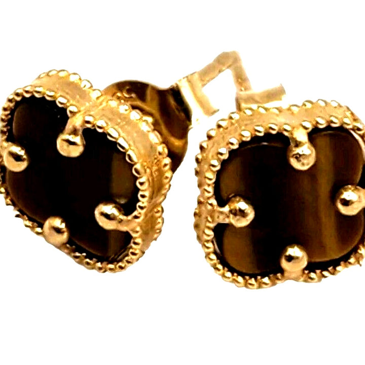 14k Yellow Gold Honey Color Flower Earrings