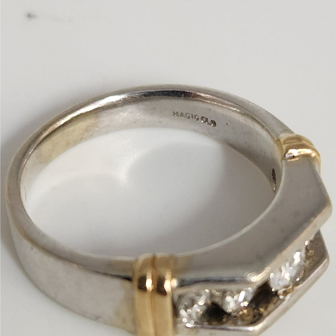 14k Two Tone Gold Diamond Ring Size 10.25