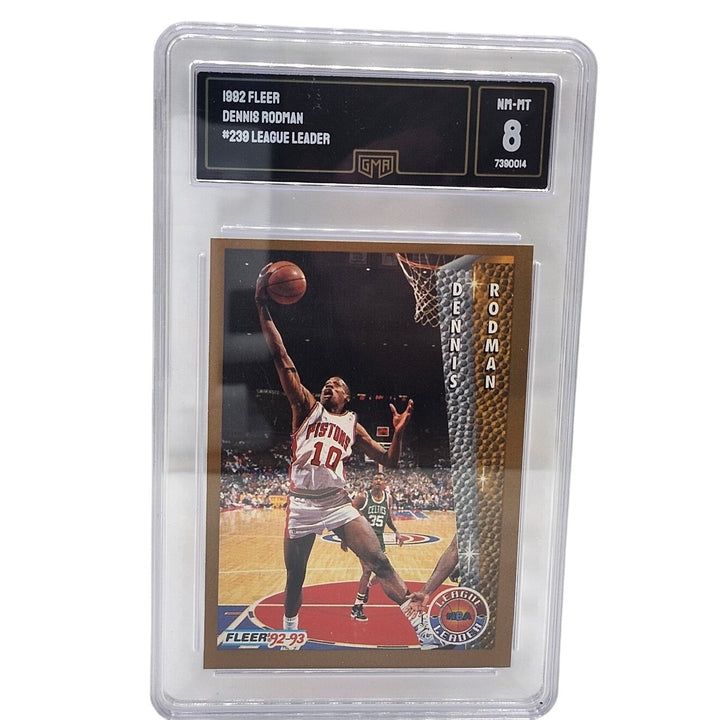 1992 Fleer Dennis Rodman League Leader #239 Detroit Pistons GMA 8 NM-MT Card