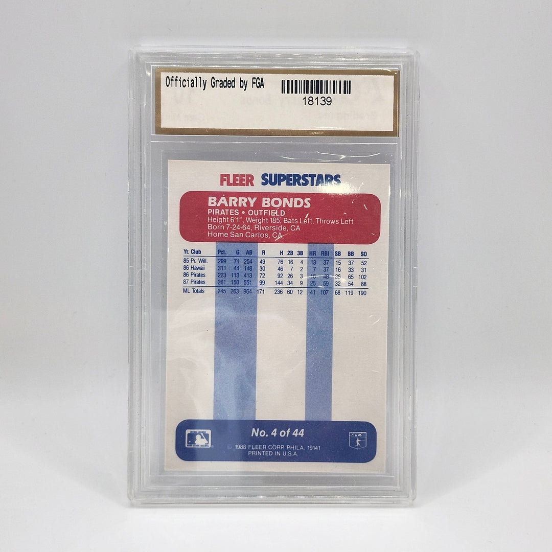 1988 Fleer Record Setters #4 Barry Bonds FGA 10 Gem Mint
