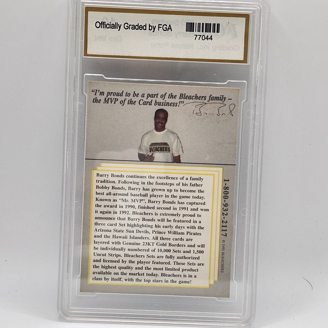 1993 Bleachers Barry Bonds National Promo Gold Border Card FGA 10 Gem Mint