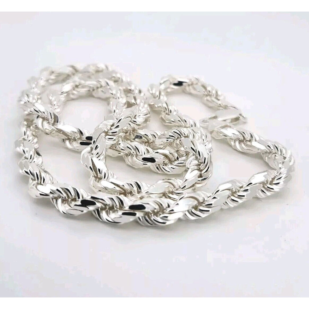 925 Sterling Silver Rope Chain Necklace 22"