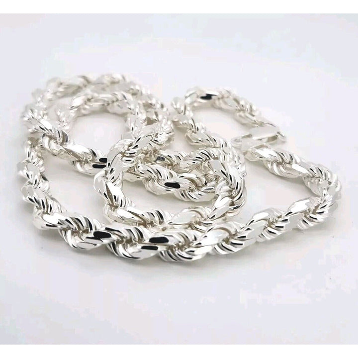 925 Sterling Silver Rope Chain Necklace 22"