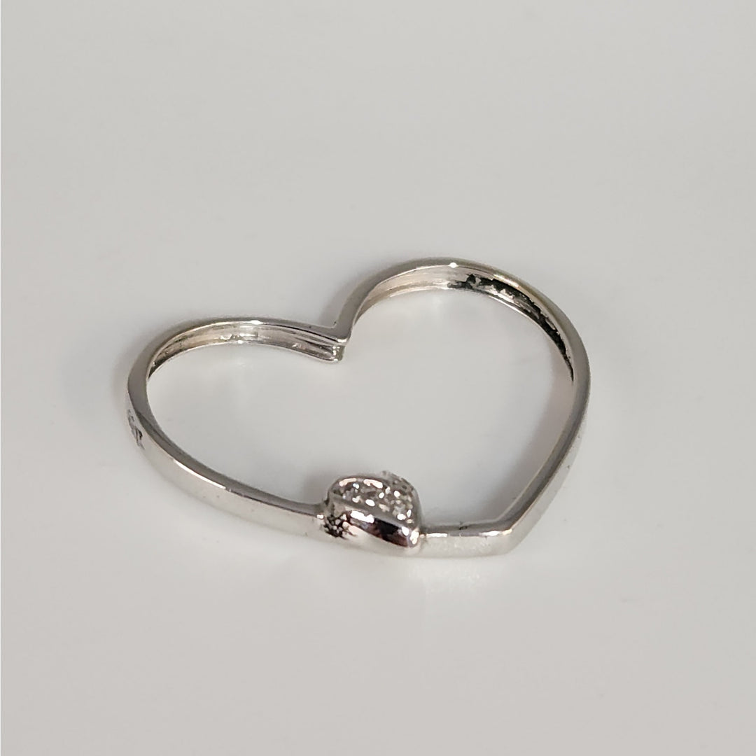 18K White Gold Diamond Double Heart Open Pendant 2.5g