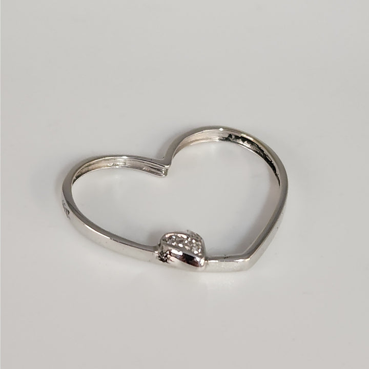18K White Gold Diamond Double Heart Open Pendant 2.5g