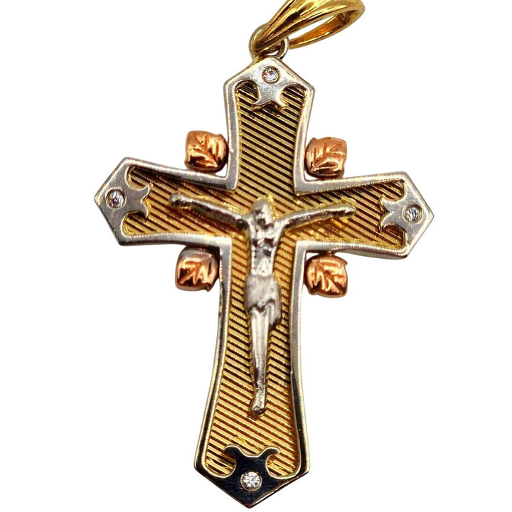 14k Gold Multi Tone Gold Cross Pendant