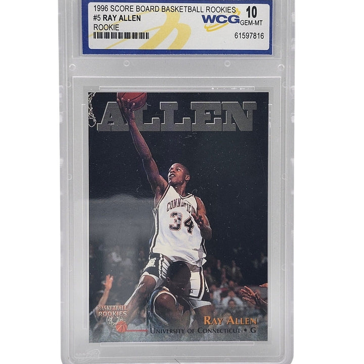 1996 Score Board Basketball Rookies #5 Ray Allen UConn Rookie WCG 10 Gem Mint