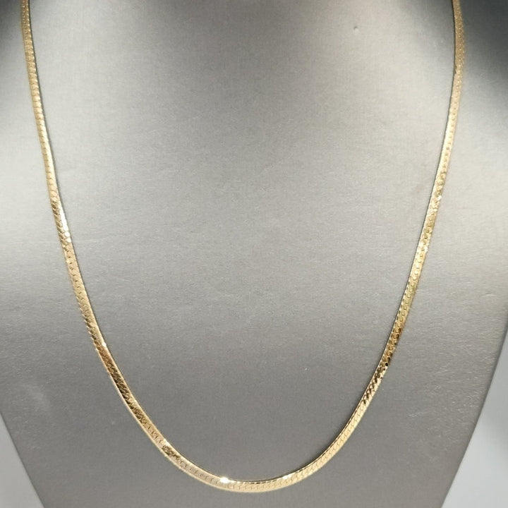 14K Yellow Gold Herringbone necklace 21" solid gold chain