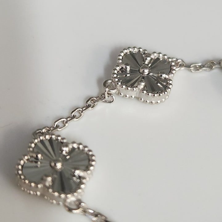 Fashion 925 Silver Textured Blossom Bracelet 8"