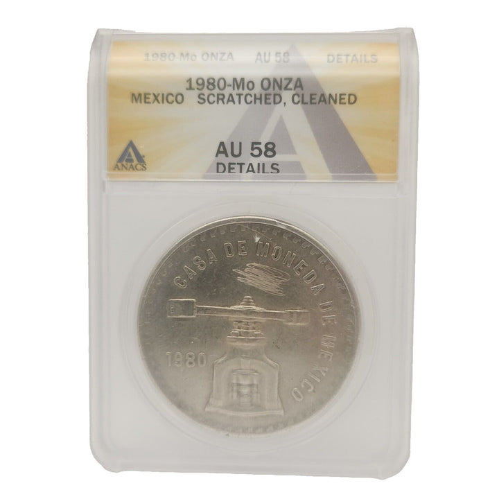 1980 Mo Mexico 1 oz Onza Silver Peso ANACS MS 65 | Toned Uncirculated UNC BU