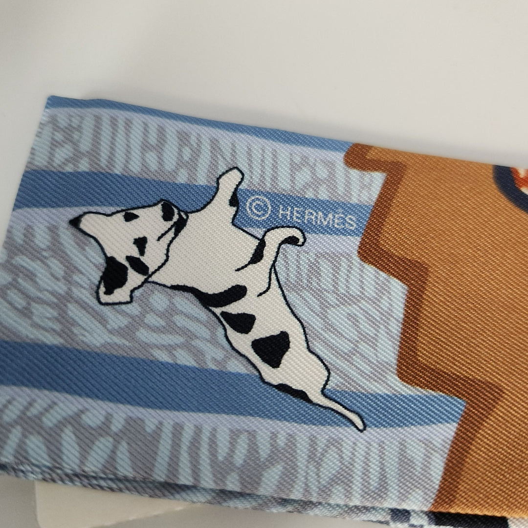 New Hermes Twilly Scarf 100% Silk EN Liberte Blue Color