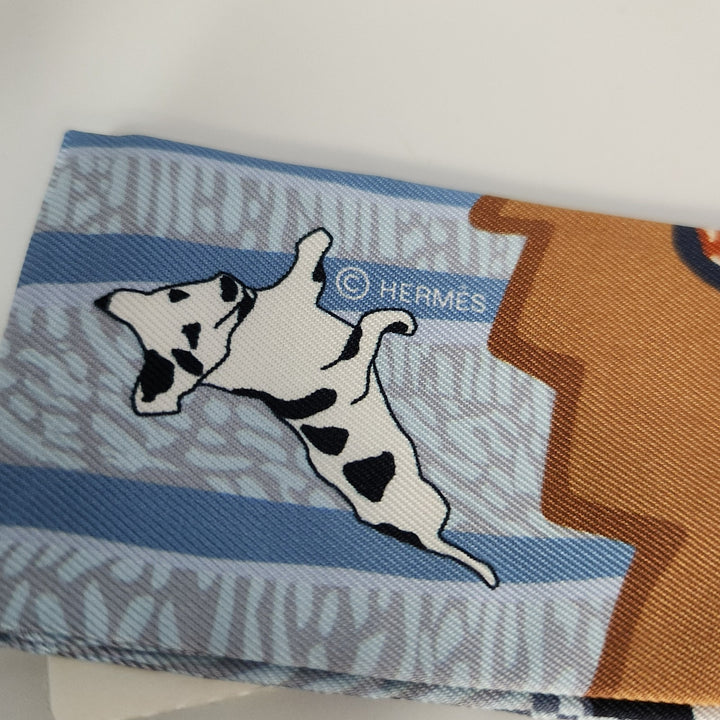 New Hermes Twilly Scarf 100% Silk EN Liberte Blue Color