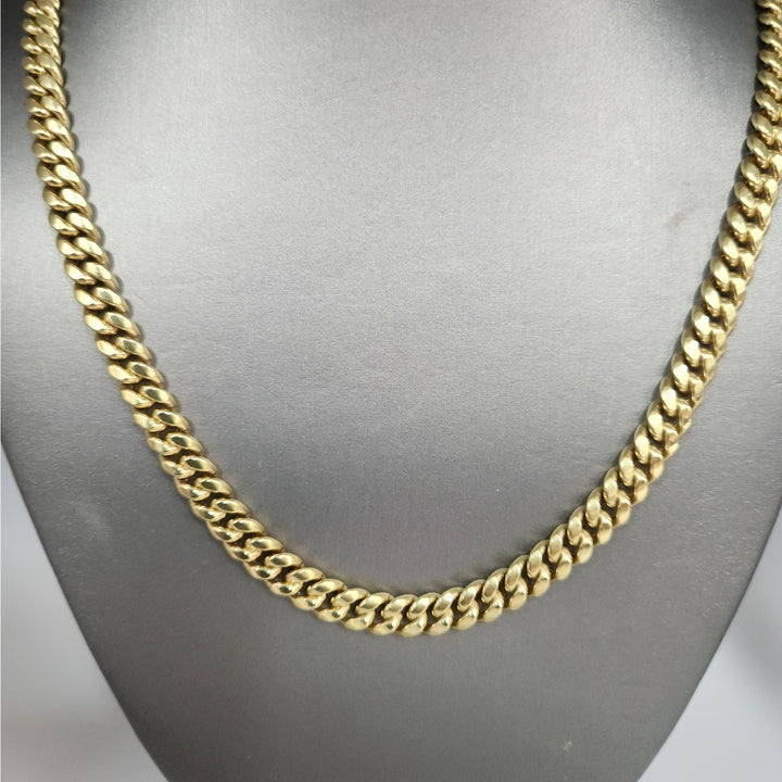 10k Yellow Gold Cuban Link Chain Necklace 22"