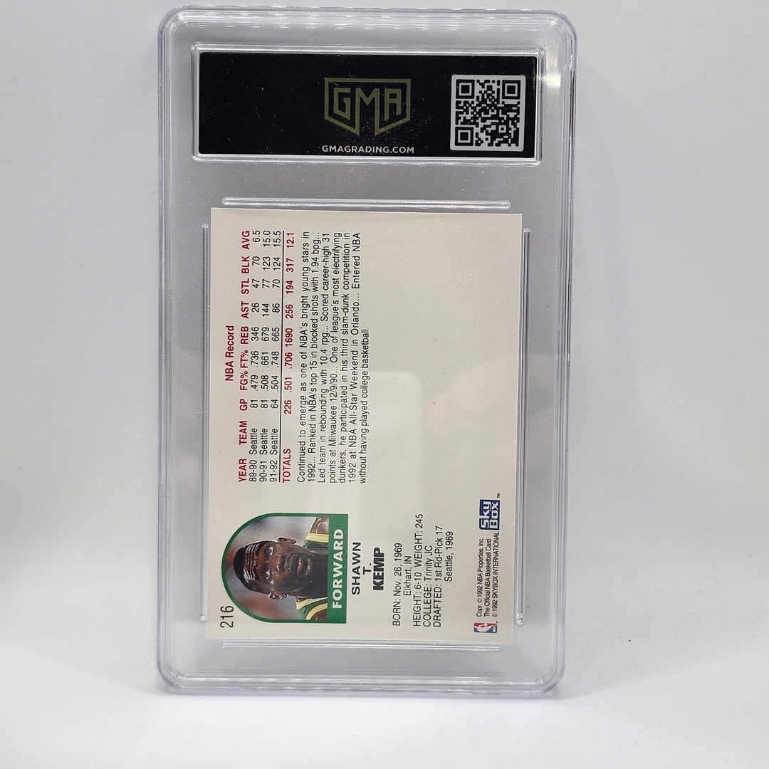 1992 NBA Hoops Shawn Kemp #216 GMA 9 MINT Seattle SuperSonics Basketball Card