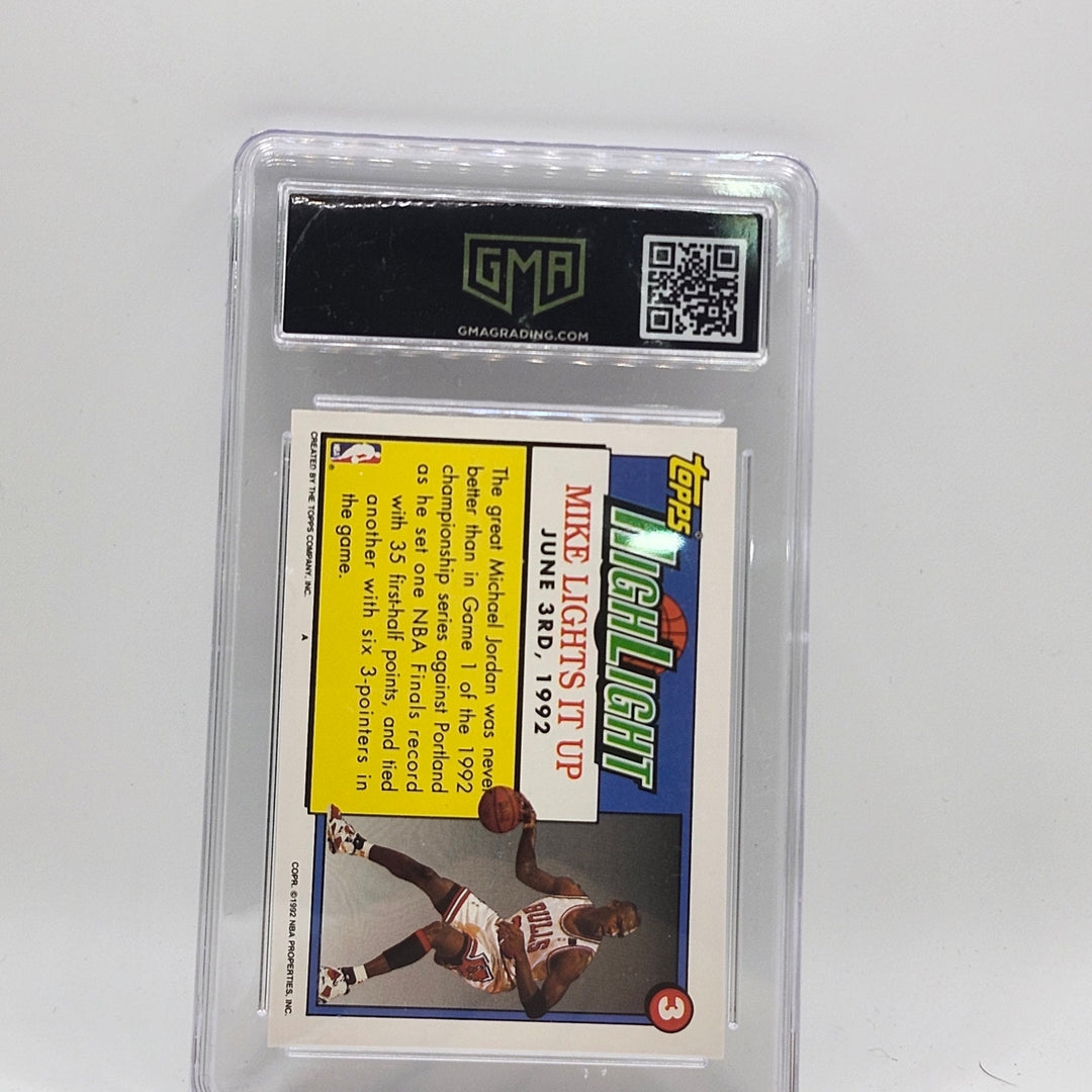 1992 Topps Michael Jordan Highlight #3 Chicago Bulls GMA 8.5 NM-MT+ Card