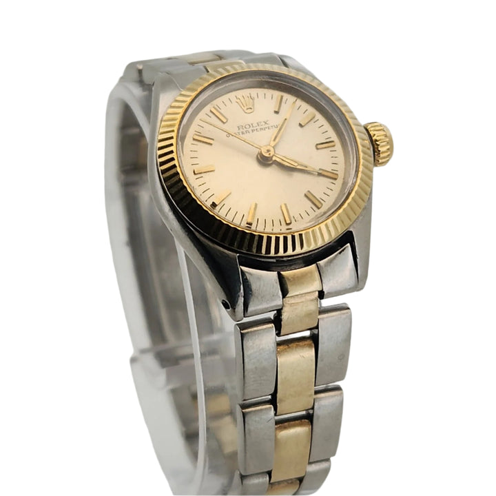 Rolex Oyster Perpetual 26mm Champagne Dial Two Tone Slainless Steel Women Watch