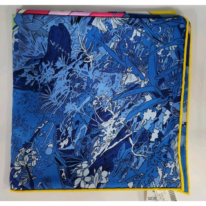 New Hermes Silk Scarf 70cm 100% Silk Blue/Rose Color