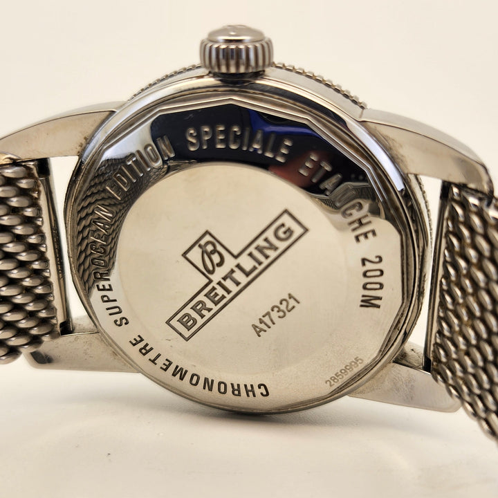 Breitling Superocean Heritage Black Dial Steel Mesh Automatic Watch Ref: A17321