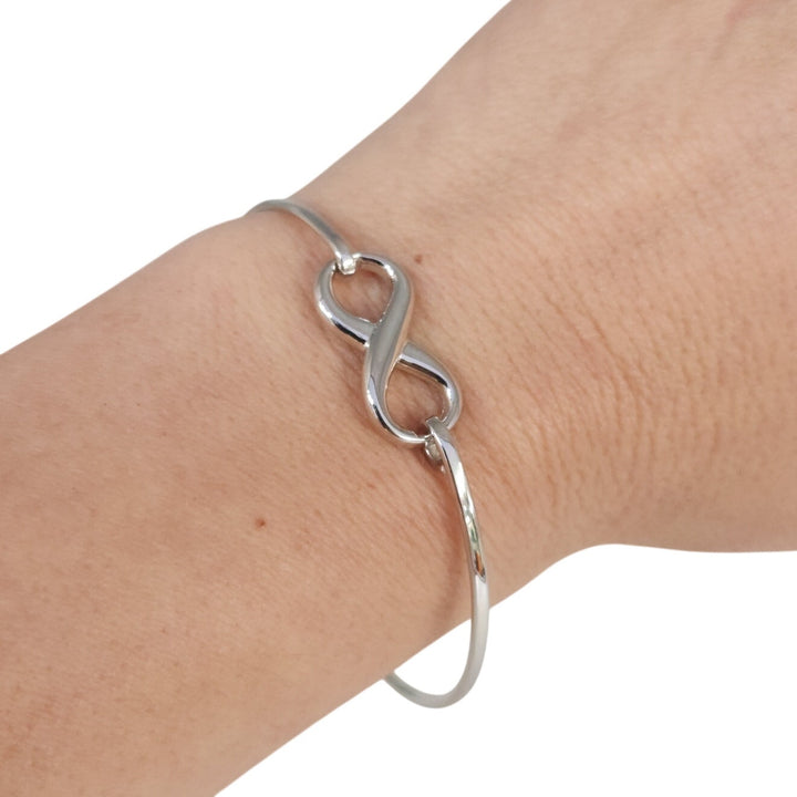 925 Sterling Silver Infinity Bangle Bracelet