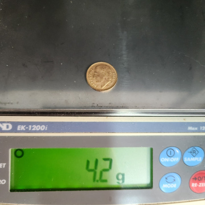 1955 Mexico 22k Gold Cinco Pesos Gold Coin 4.2 Gram