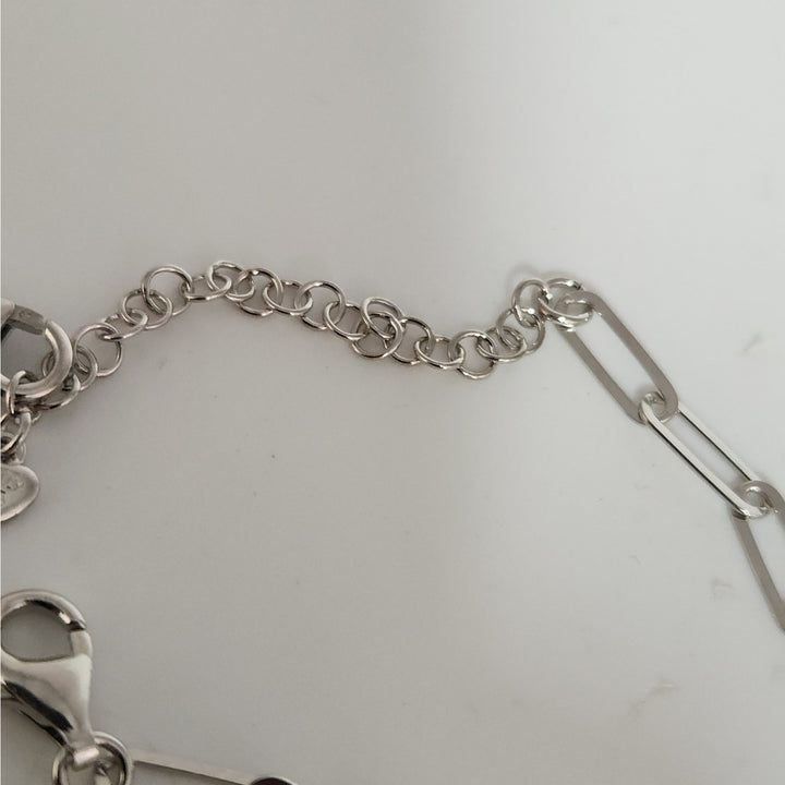 925 Sterling Silver Paperclip Link Necklace & Bracelet Set with CZ Accents