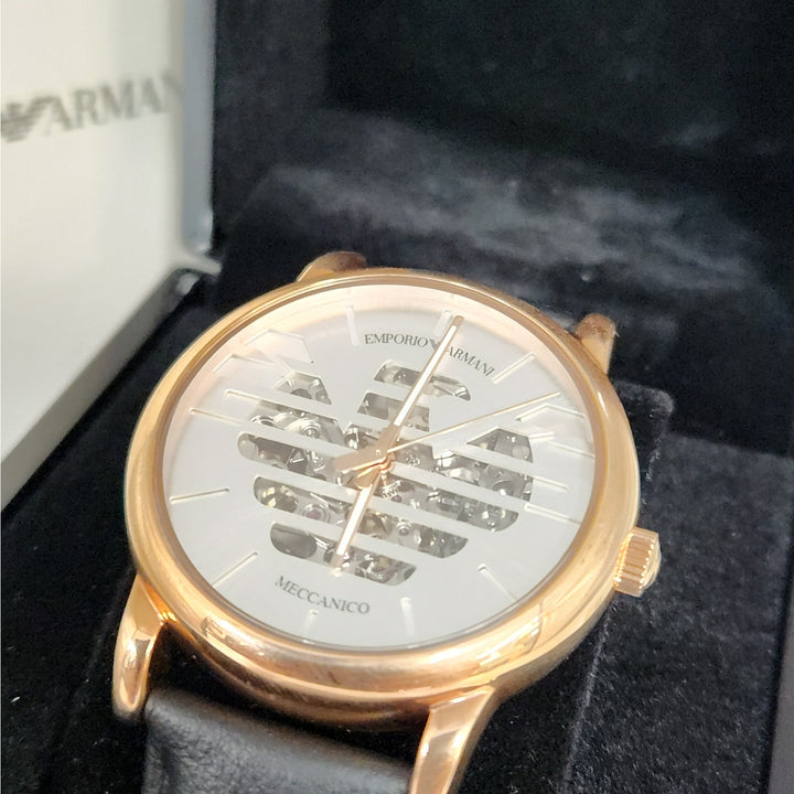 Emporio Armani Meccanico Automatic Skeleton Rose Gold Watch AR60031