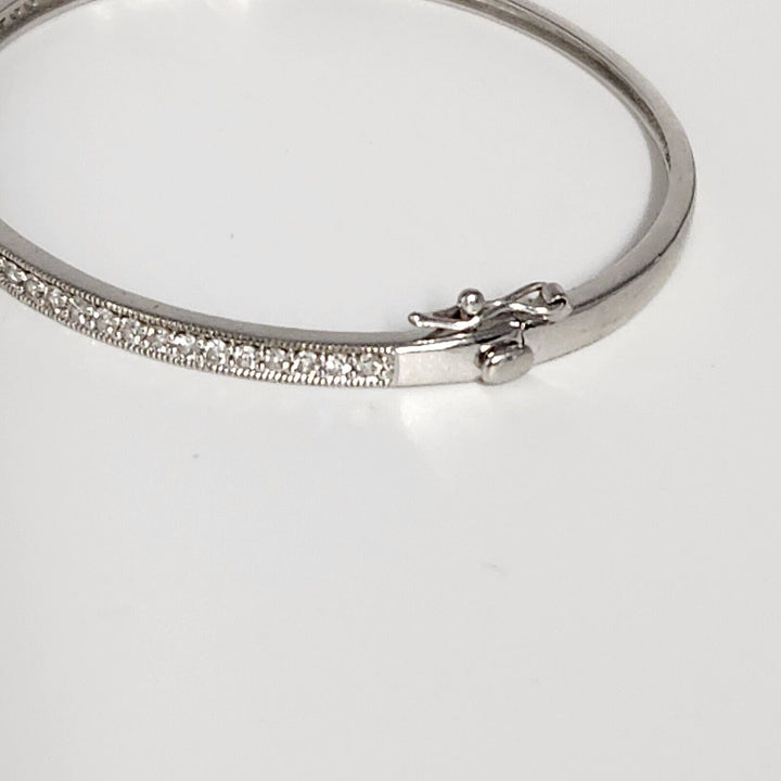 Elegant 14k White Gold Diamonds Bangle Bracelet