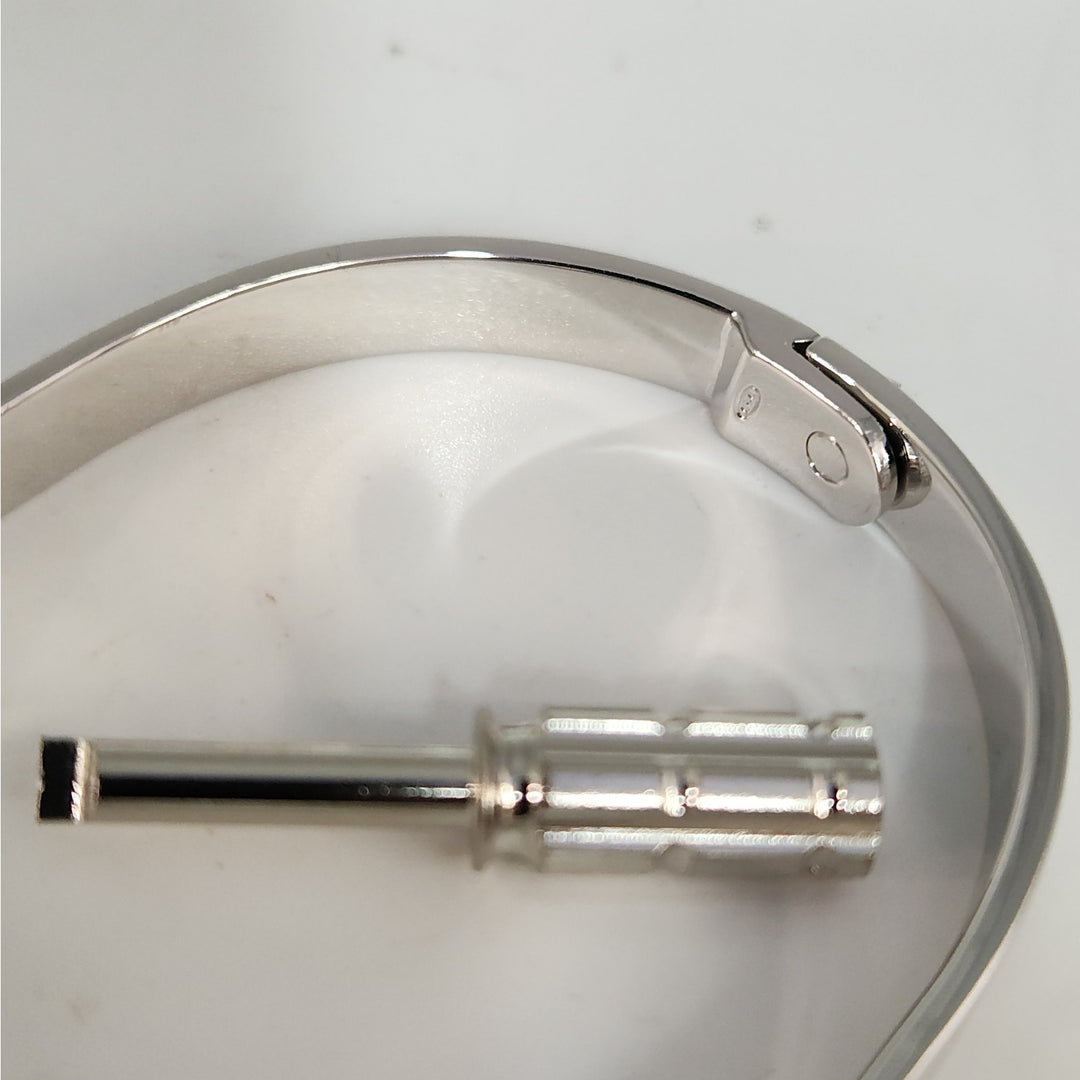 925 Sterling Silver Love Screw Bangle Bracelet Size 6.5 "